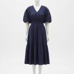 V-Neck Smocked Waist Tiered Midi