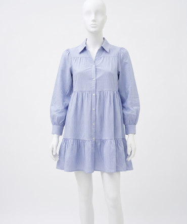 Tiered Midi Buttan-Front Dress