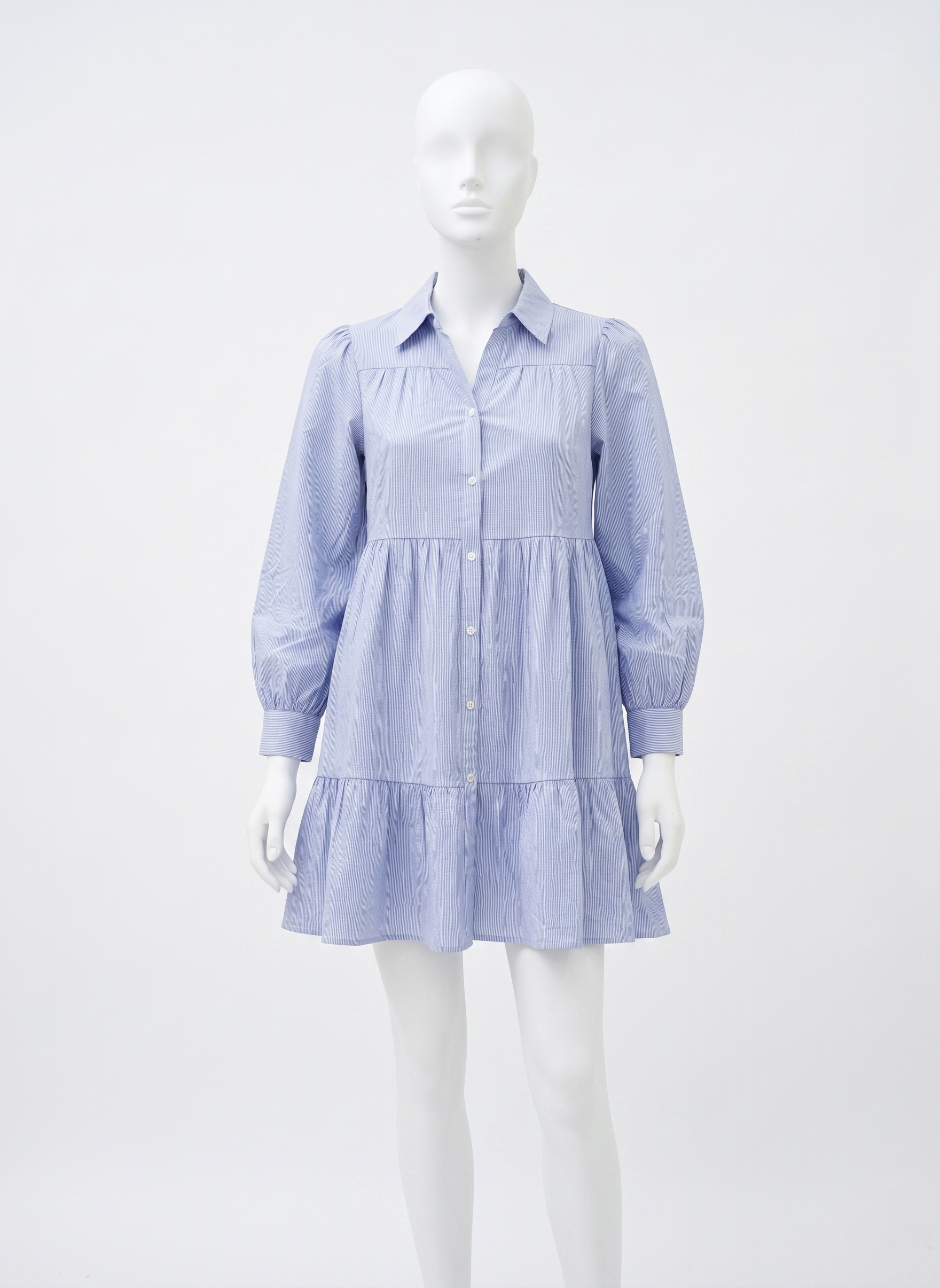 Tiered Midi Buttan-Front Dress