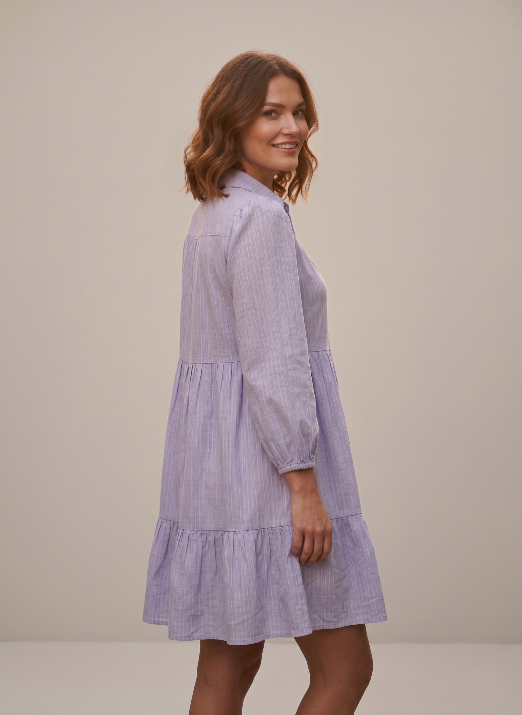 Tiered Midi Buttan-Front Dress - Image 4