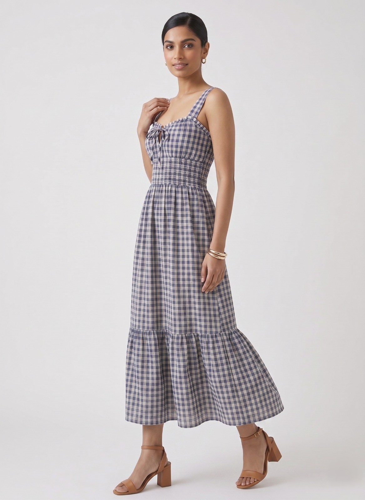 Classic Checkered Summer Flare Dress - Image 3