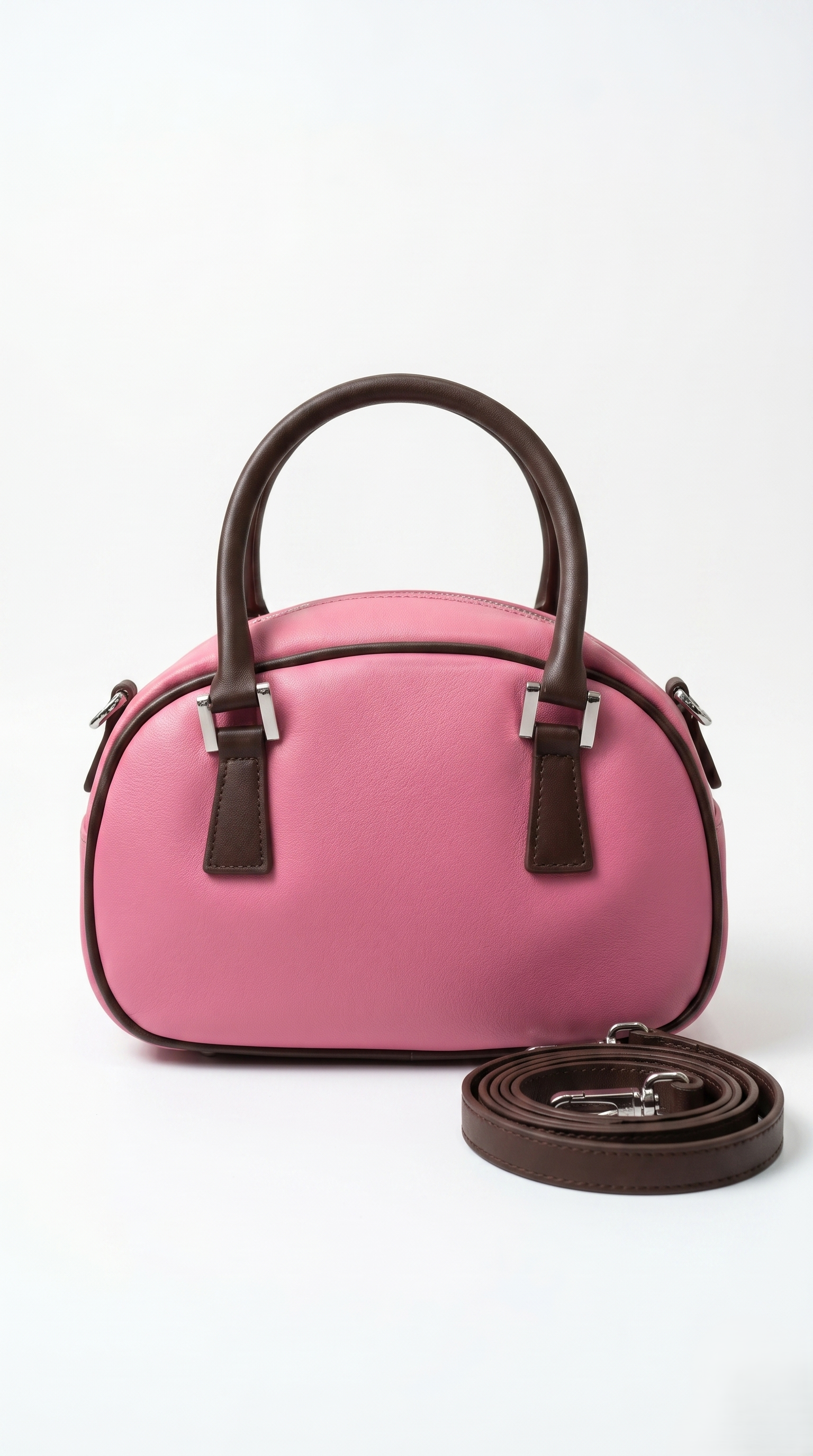 Tone Pink & Brown Mini Dome Satchel - Image 2