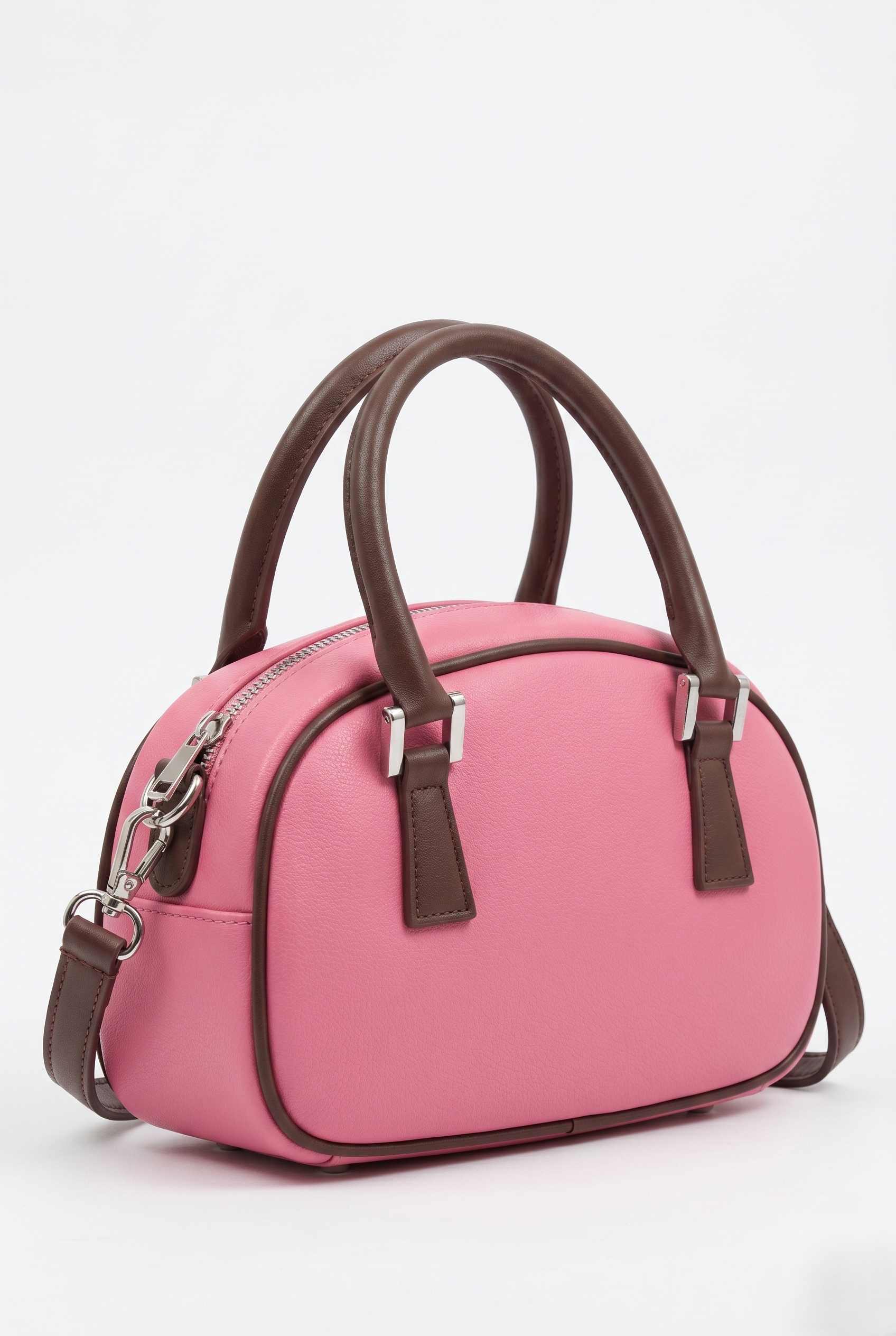 Tone Pink & Brown Mini Dome Satchel - Image 3
