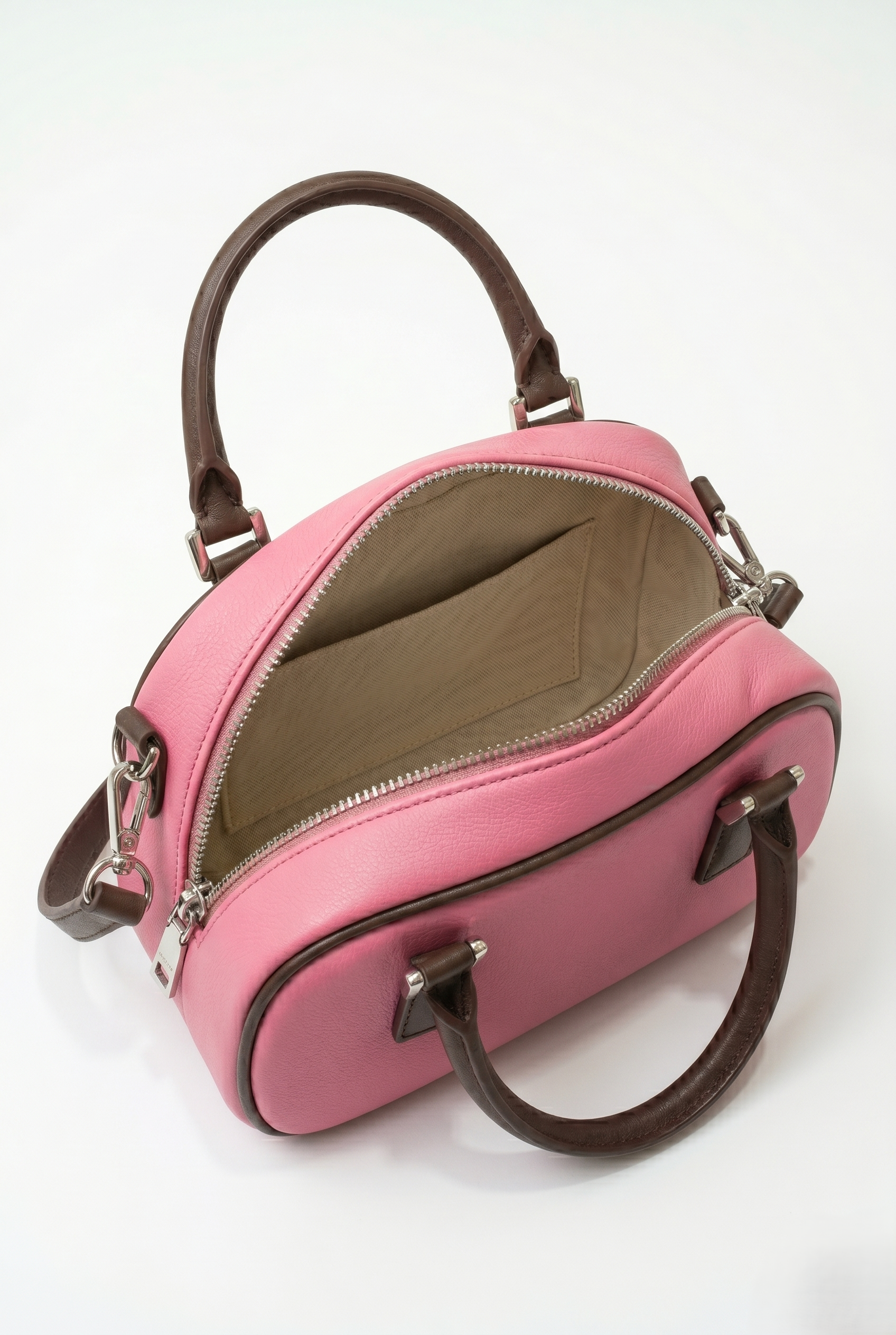 Tone Pink & Brown Mini Dome Satchel - Image 4