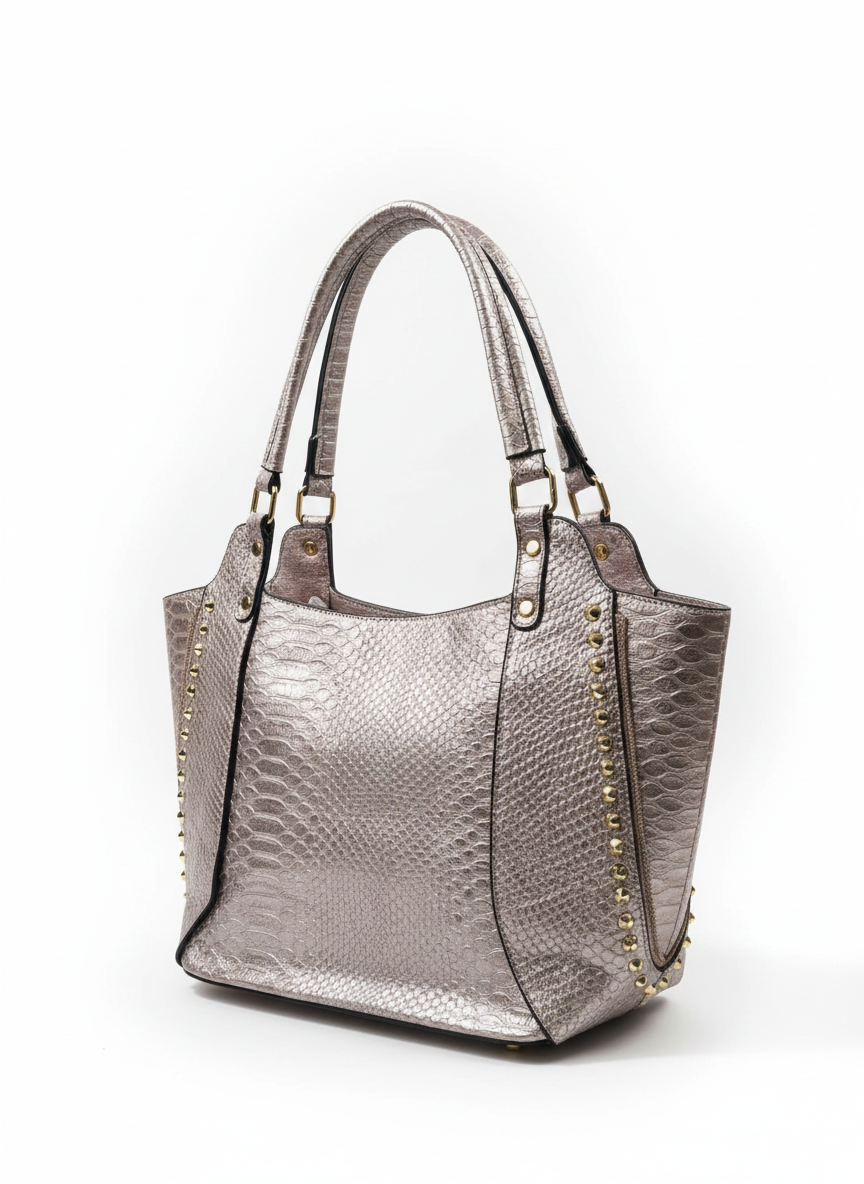 Glamorous Sliver Studded Tote Bag - Image 2