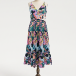 Printed V-Neck Midi Dress