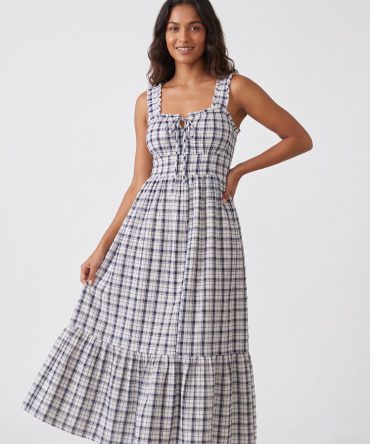 Classic Checkered Summer Flare Dress