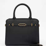 Textured Faux Leather Satchel Handbag