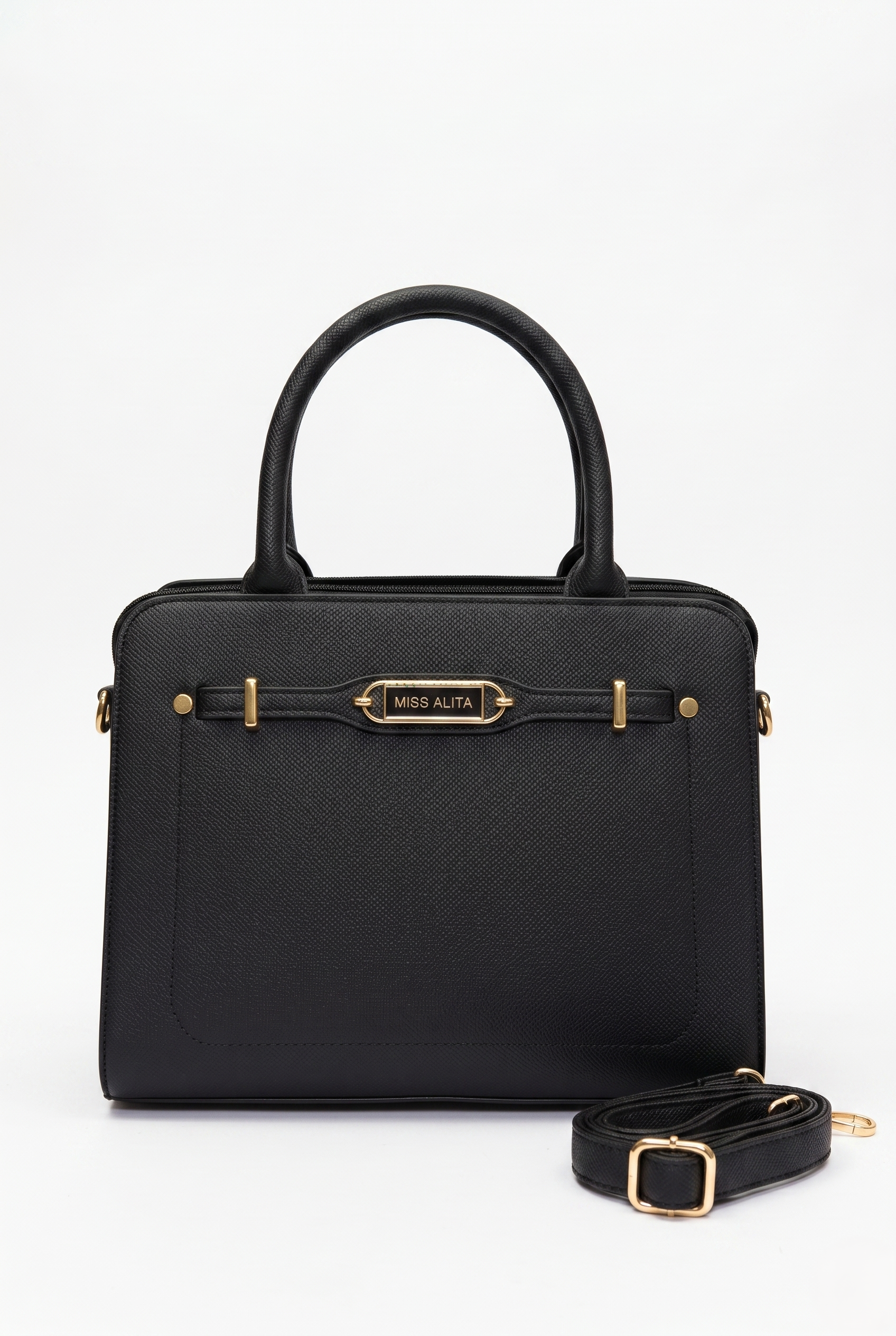 Textured Faux Leather Satchel Handbag
