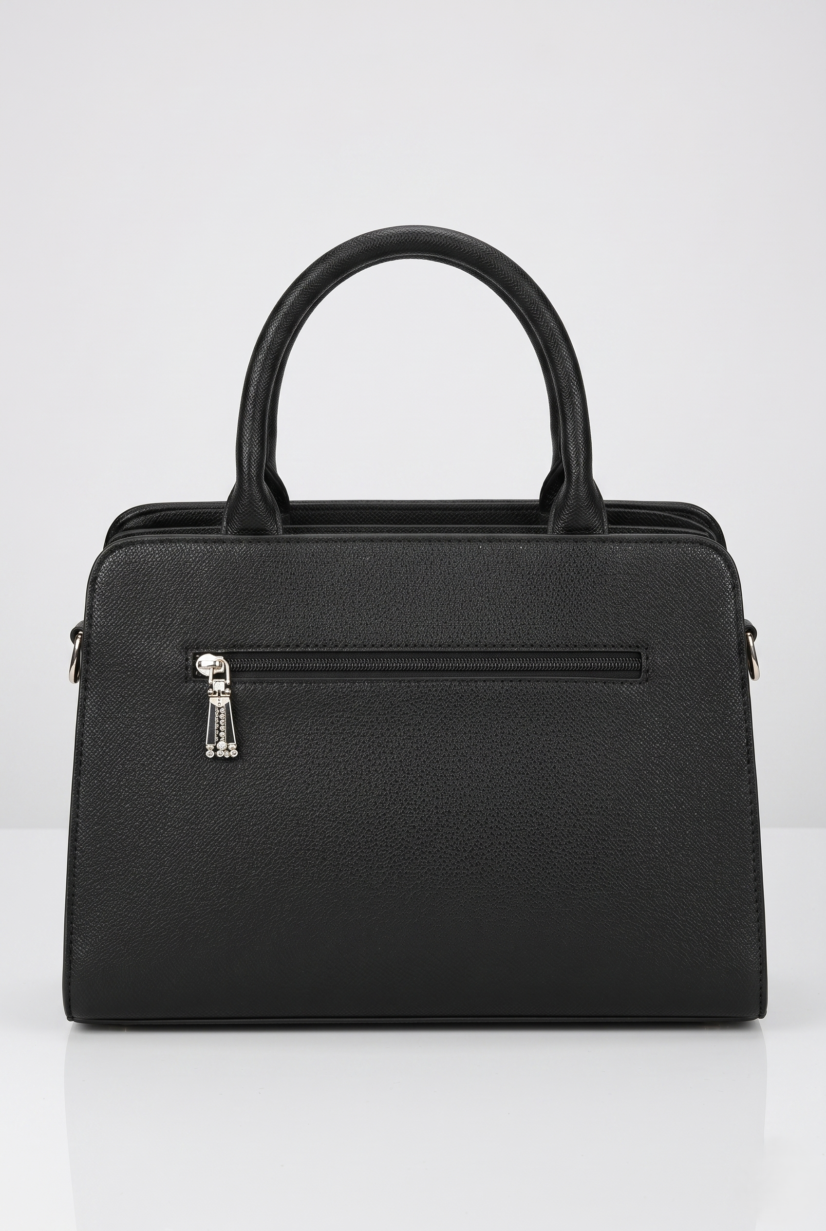 Textured Faux Leather Satchel Handbag - Image 3