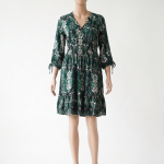 Green Floral Print Midi Dress