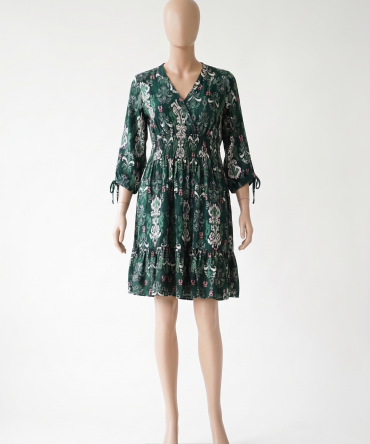 Green Floral Print Midi Dress