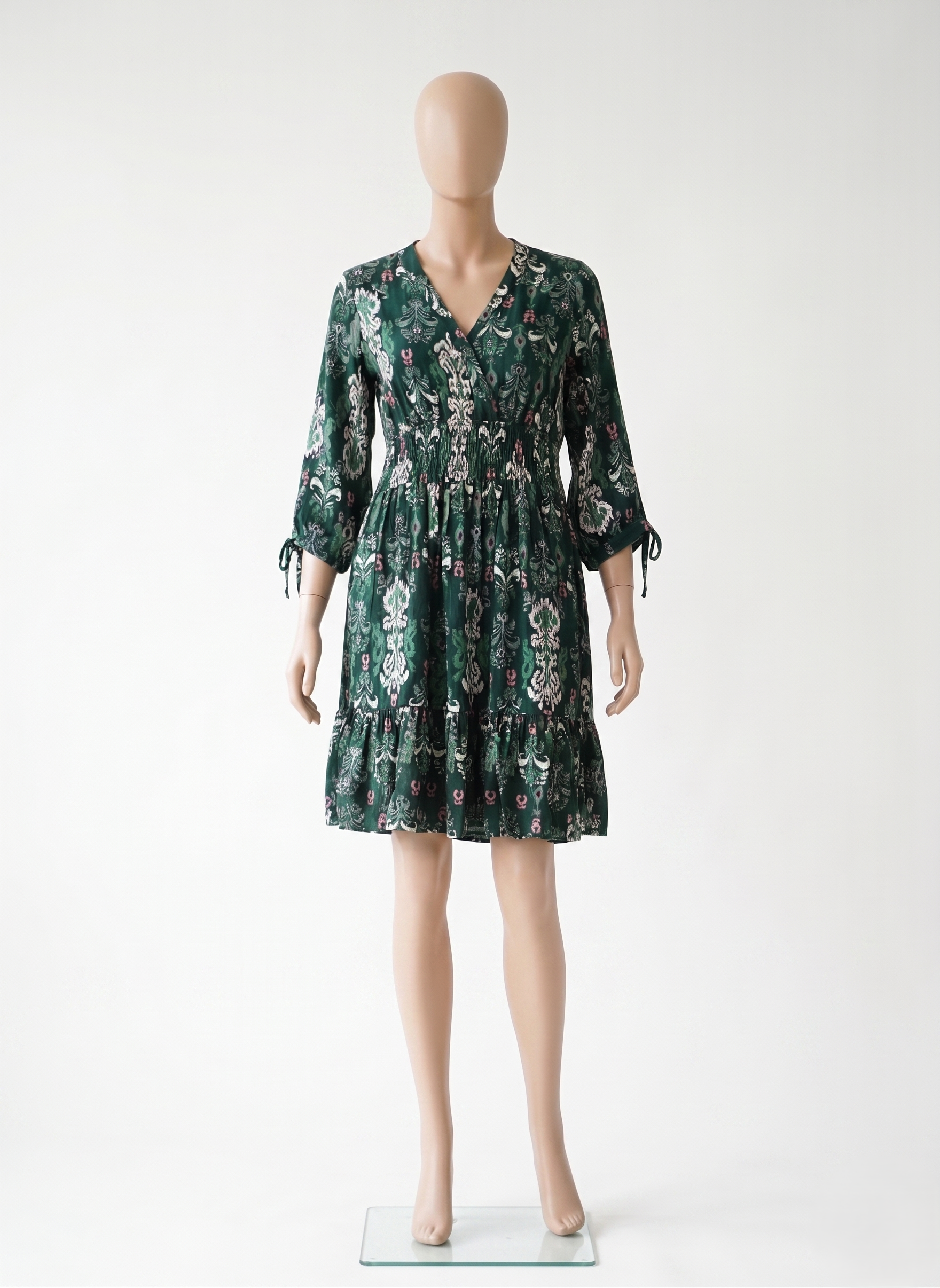 Green Floral Print Midi Dress