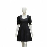 Puff Sleeve Black Midi Dress