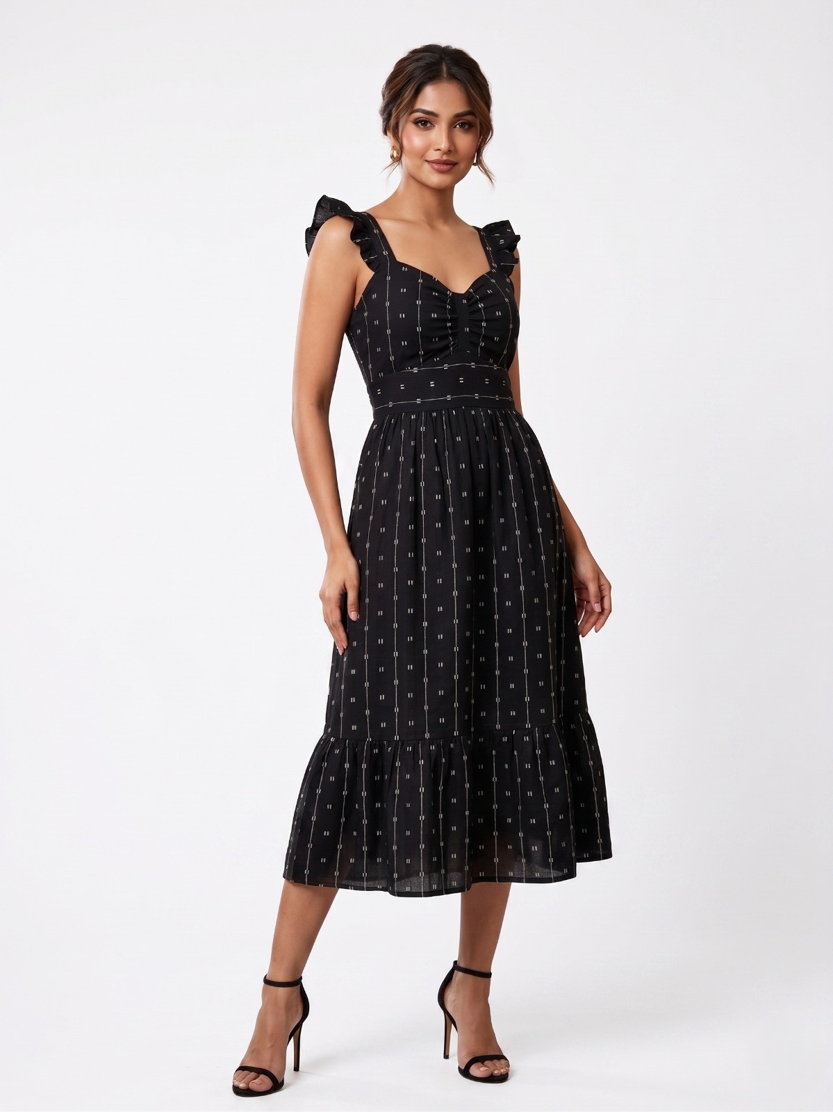Ruffled strap fit ,flare dress