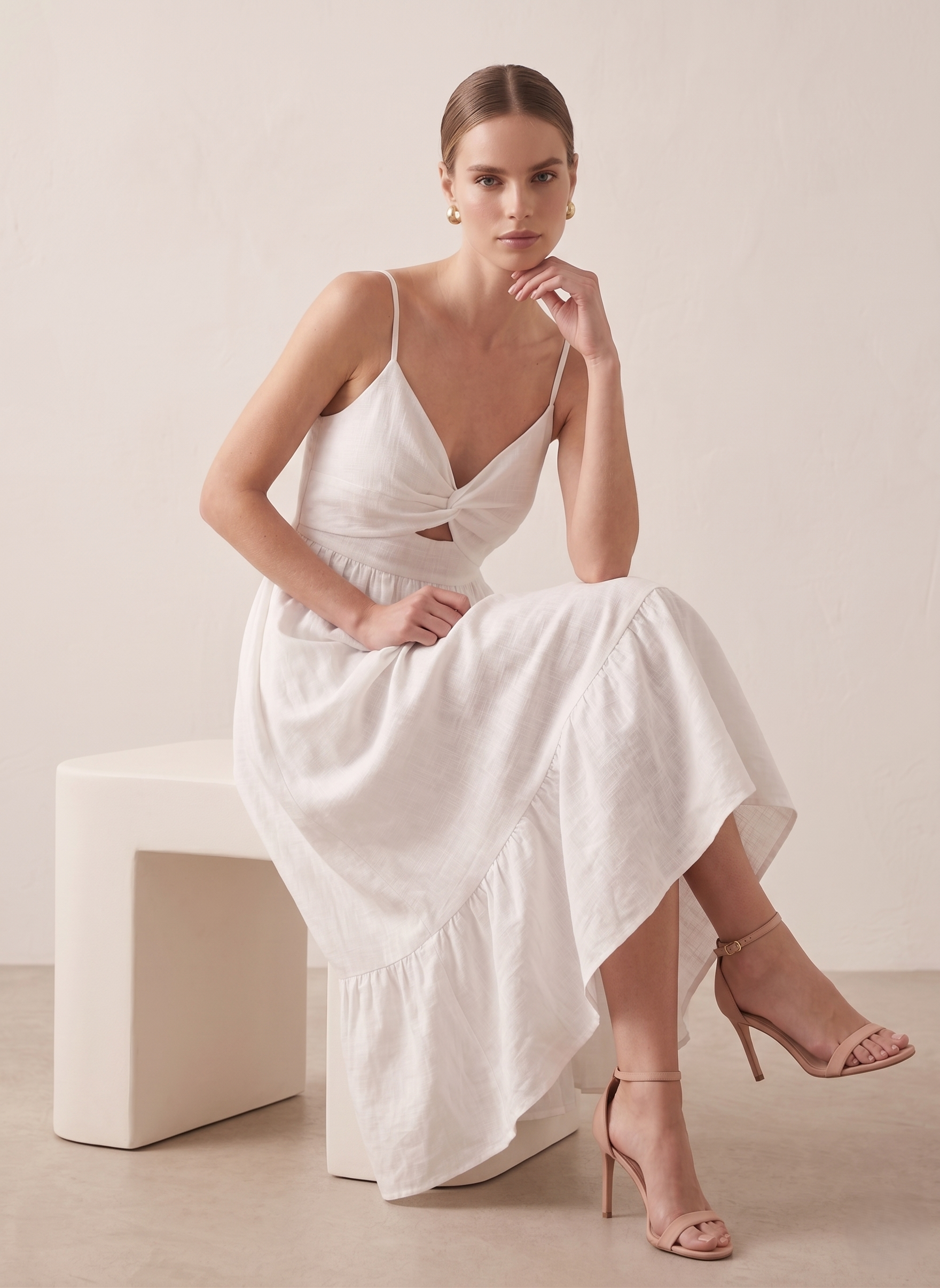 Twist Front Cutout Midi Dress - Image 3