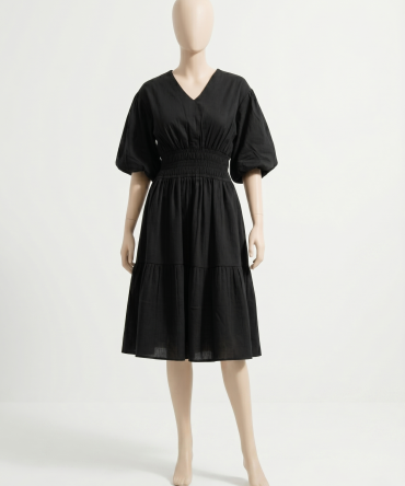 Black Tiered Midi Dress