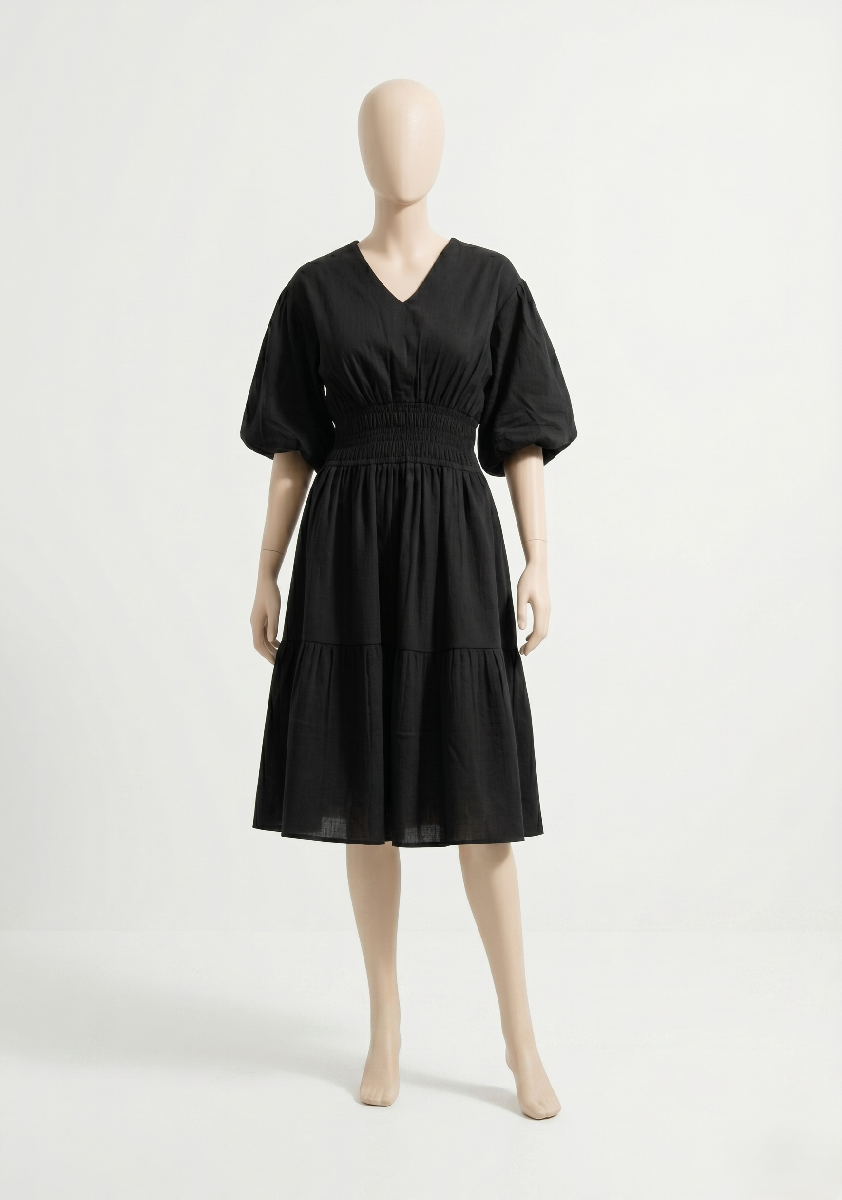 Black Tiered Midi Dress