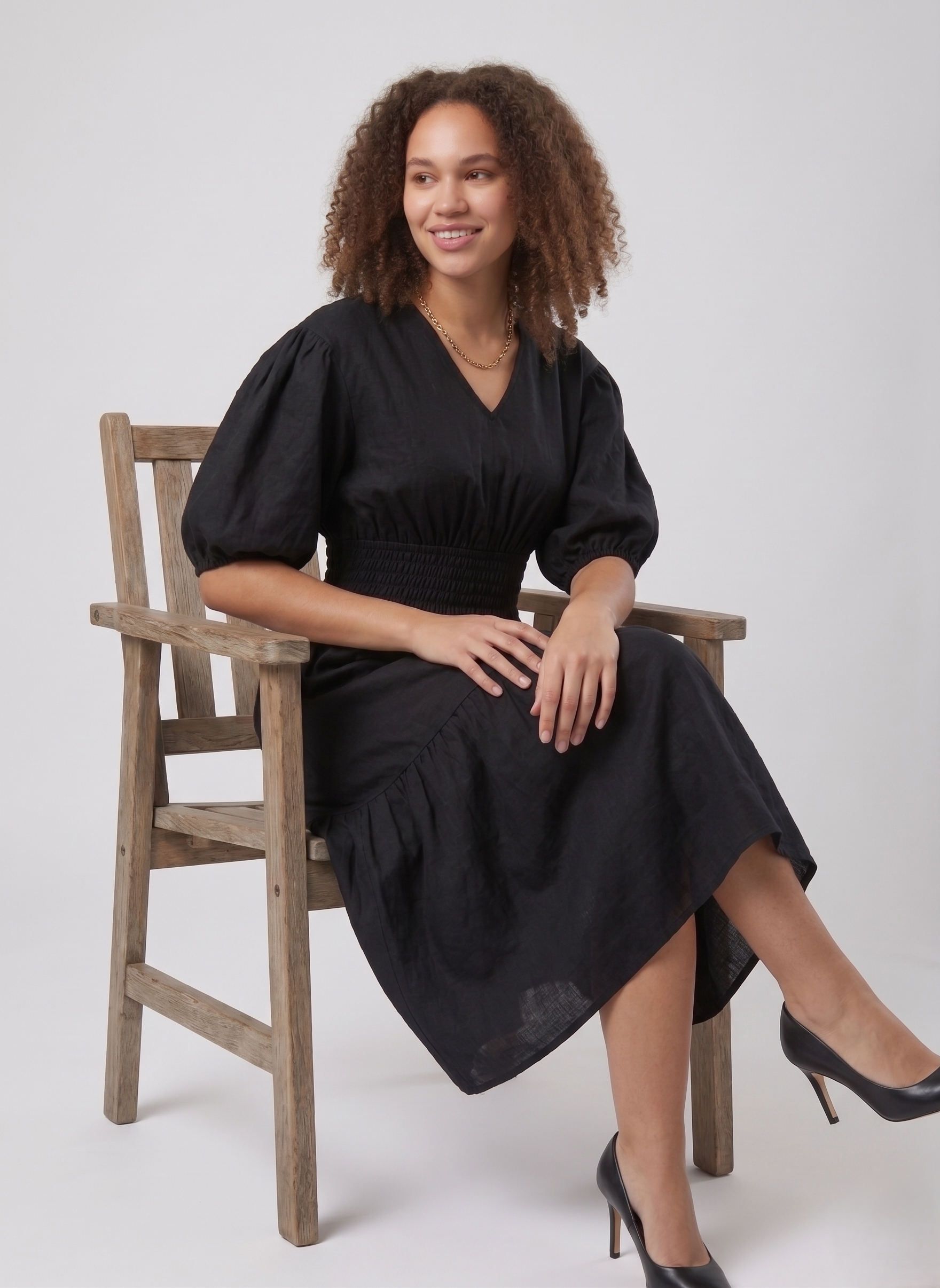 Black Tiered Midi Dress - Image 4