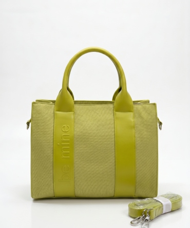 Lime Green Canvas & Vegan Leather Satchel