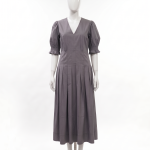 V-Neck Pleated Midi Dress