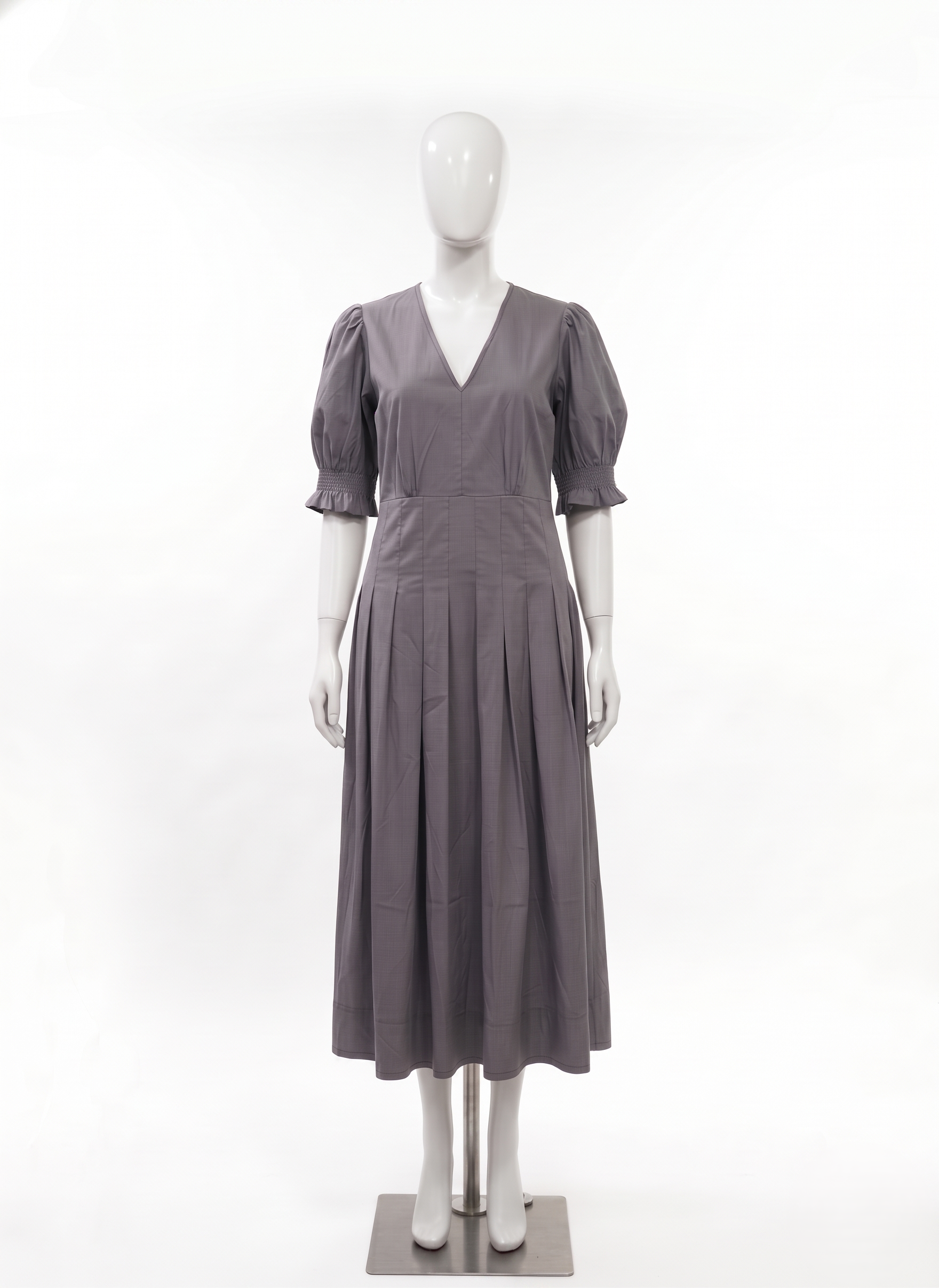 V-Neck Pleated Midi Dress