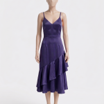 Satin Asymmetric Ruffle Dress
