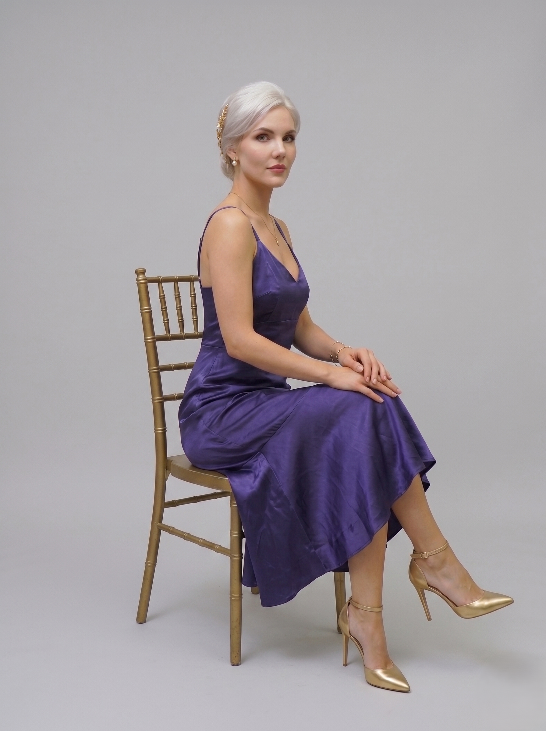 Satin Asymmetric Ruffle Dress - Image 4