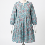 Turquoise Paisley Printed Tiered Dress