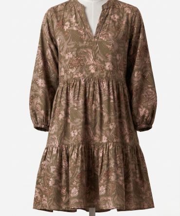 Vintage Floral Print V-Neck Babydoll Dress