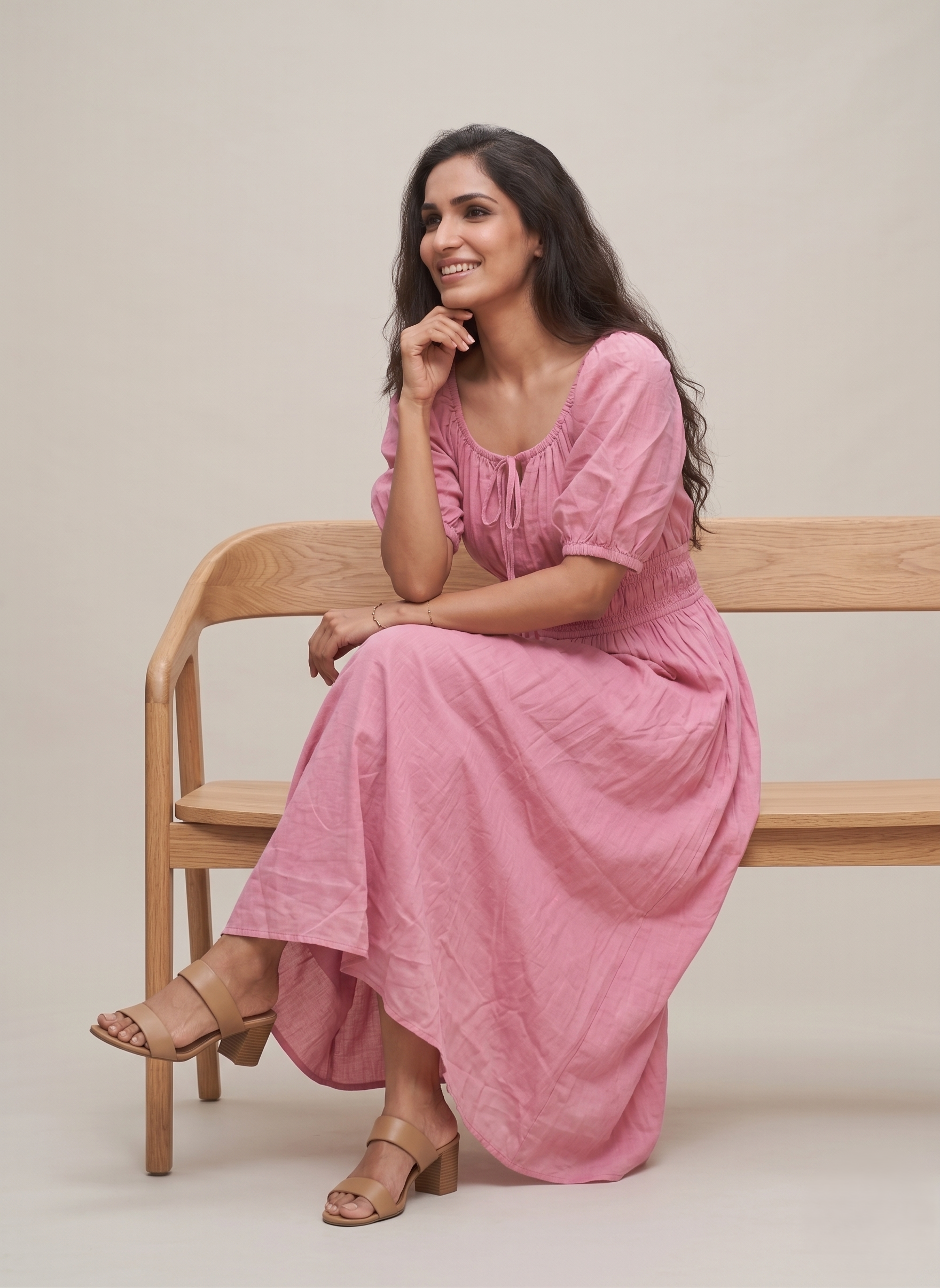 Puff Sleeve Empire Dress - Image 2