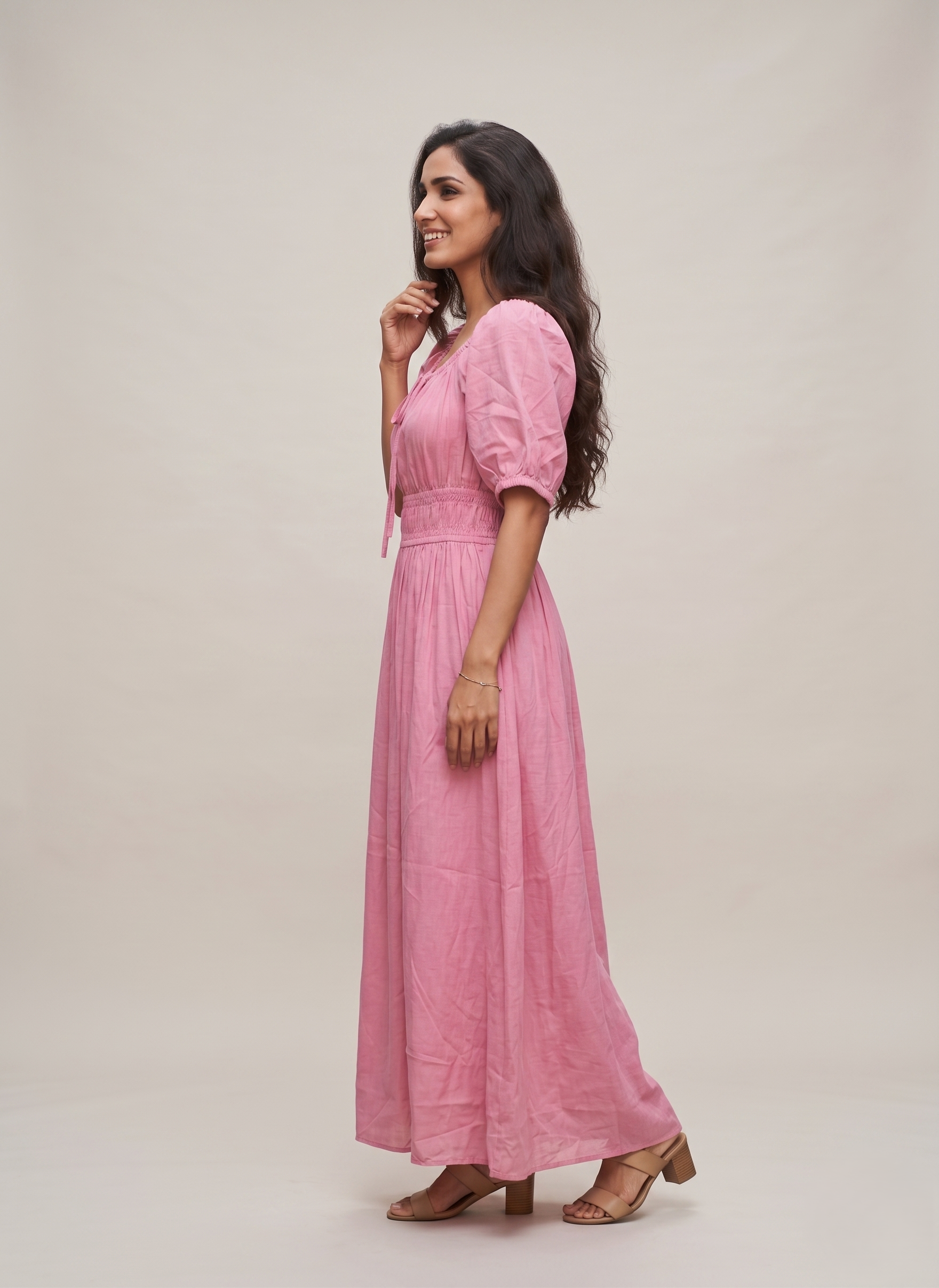 Puff Sleeve Empire Dress - Image 3