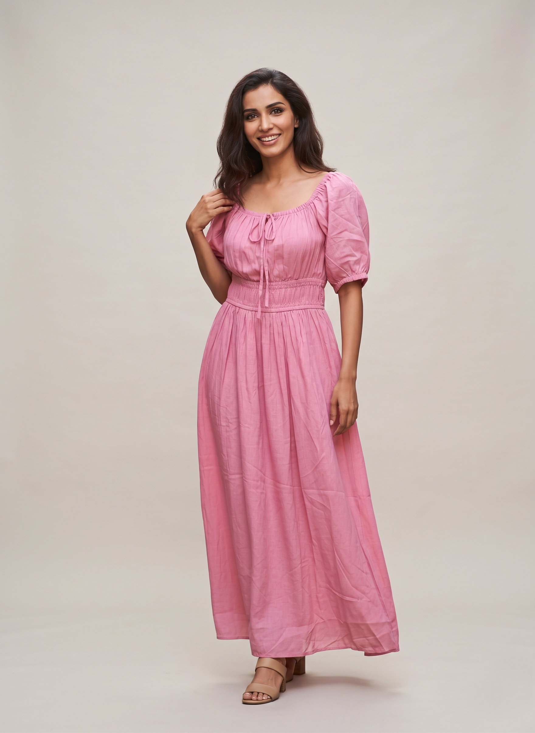 Puff Sleeve Empire Dress - Image 4