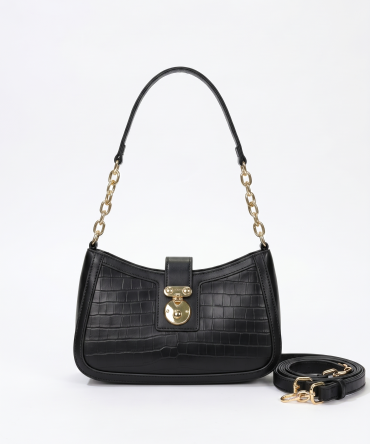 Croc-Embossed Baguette Bag