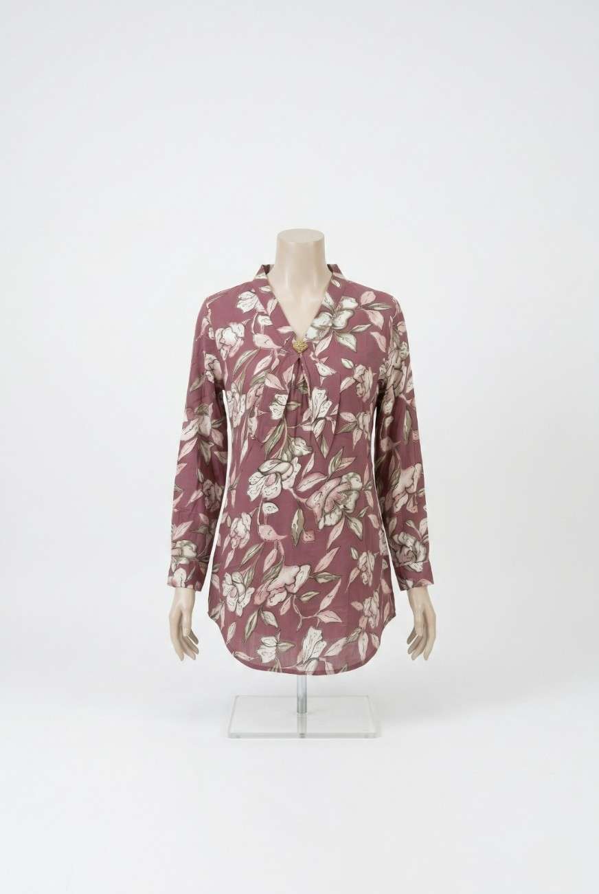 Floral V-Neck Tunic Top