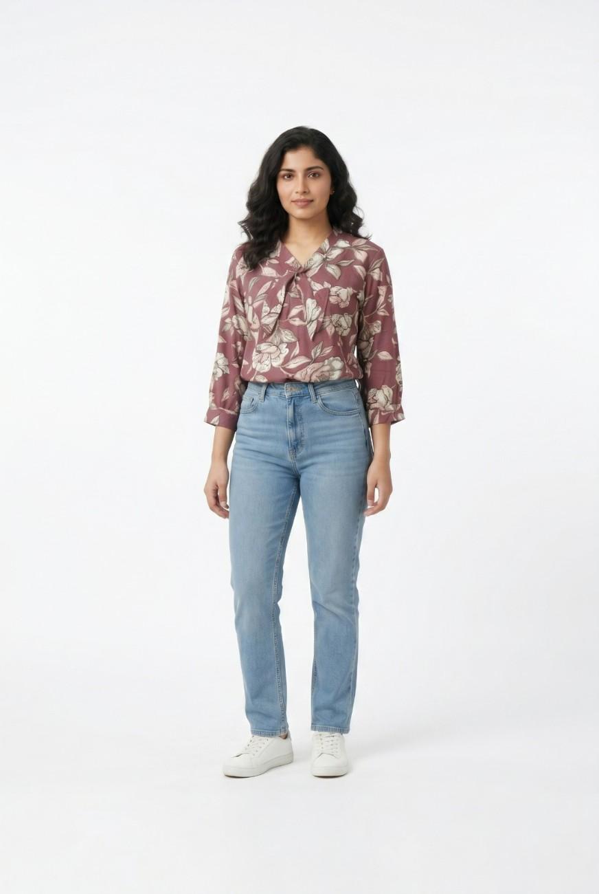Floral V-Neck Tunic Top - Image 2