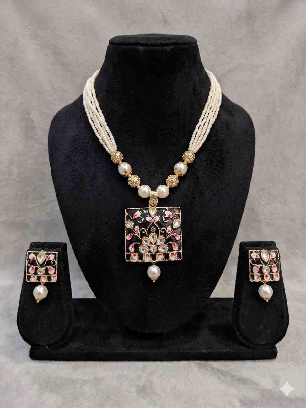 Jaipuri Meenakari Floral Choker set - Image 2