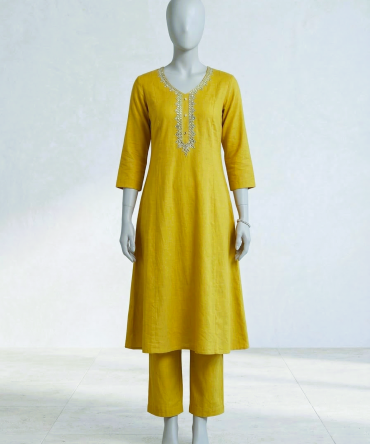 Golden Glow Embroidered Kurta Set