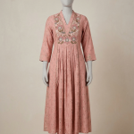 Peach Ethnic Embroidery Kurti