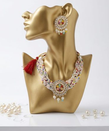 Kundan & Navratna-inspired Pearl Choker Set