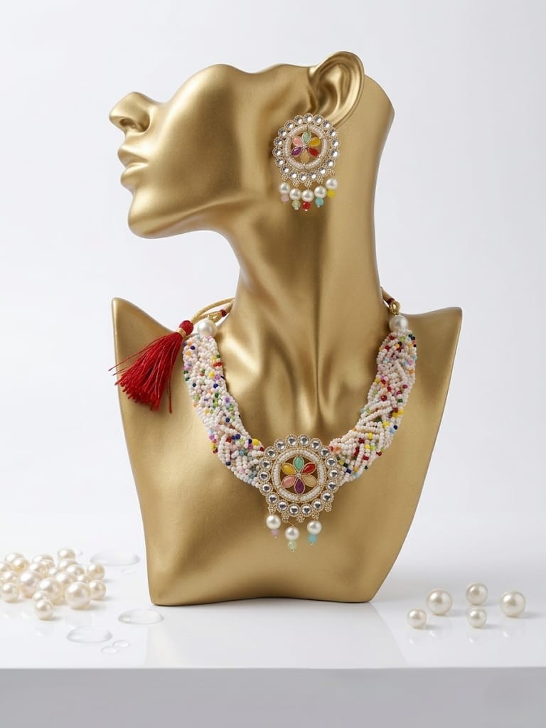 Kundan & Navratna-inspired Pearl Choker Set