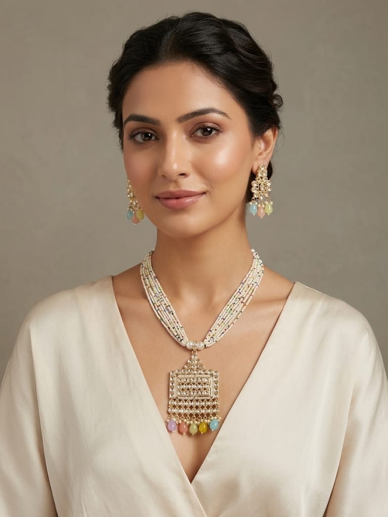 Kundan Long Pendant Rani Haar - Image 2