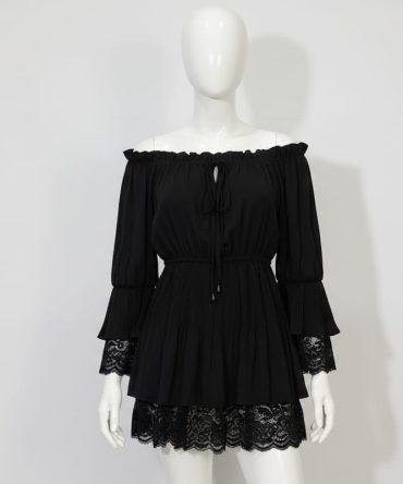 Off-The-Shoulder Pleated Peplum Tunic Top