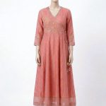 Peach Embroidered kurti