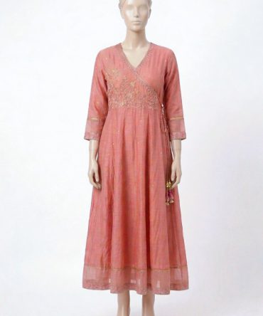 Peach Embroidered kurti