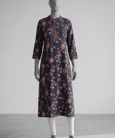 Navy Blue Flora Print