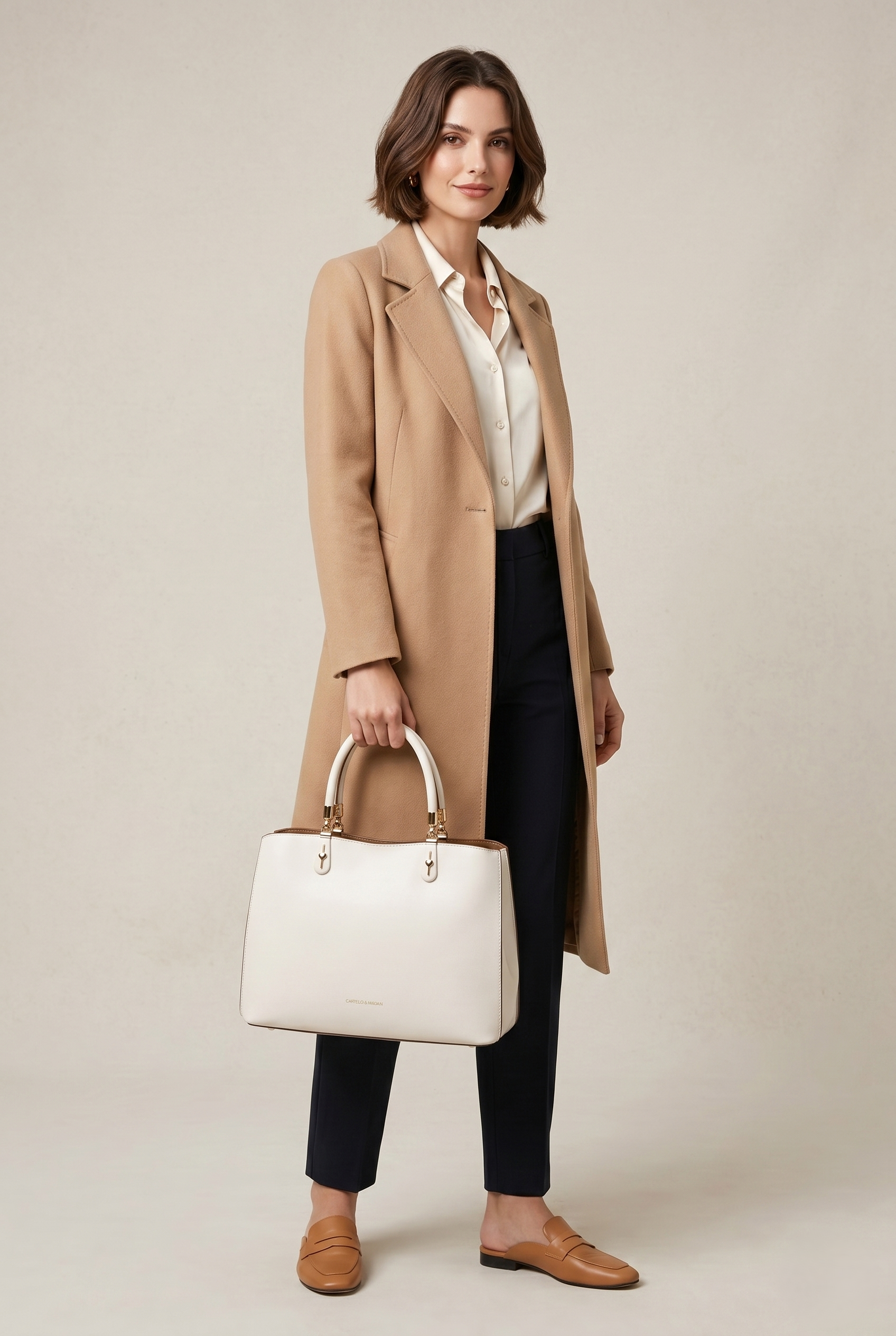 Charming Dual-Tone Classic Tote Bag