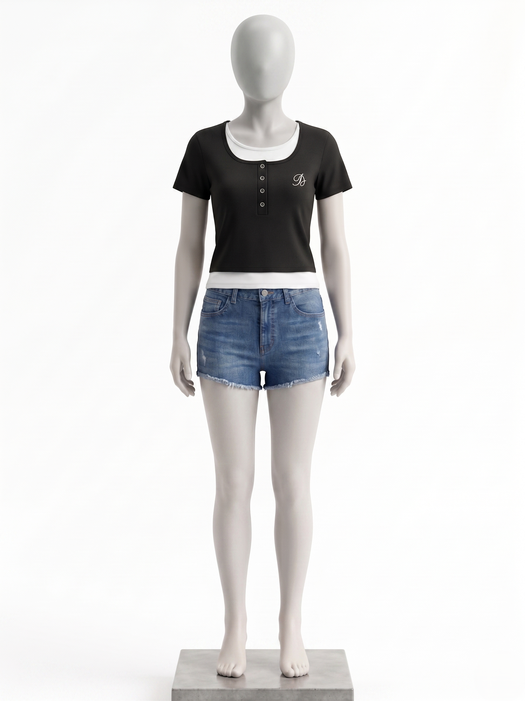 Korean Fake Two Piece Top - Image 4