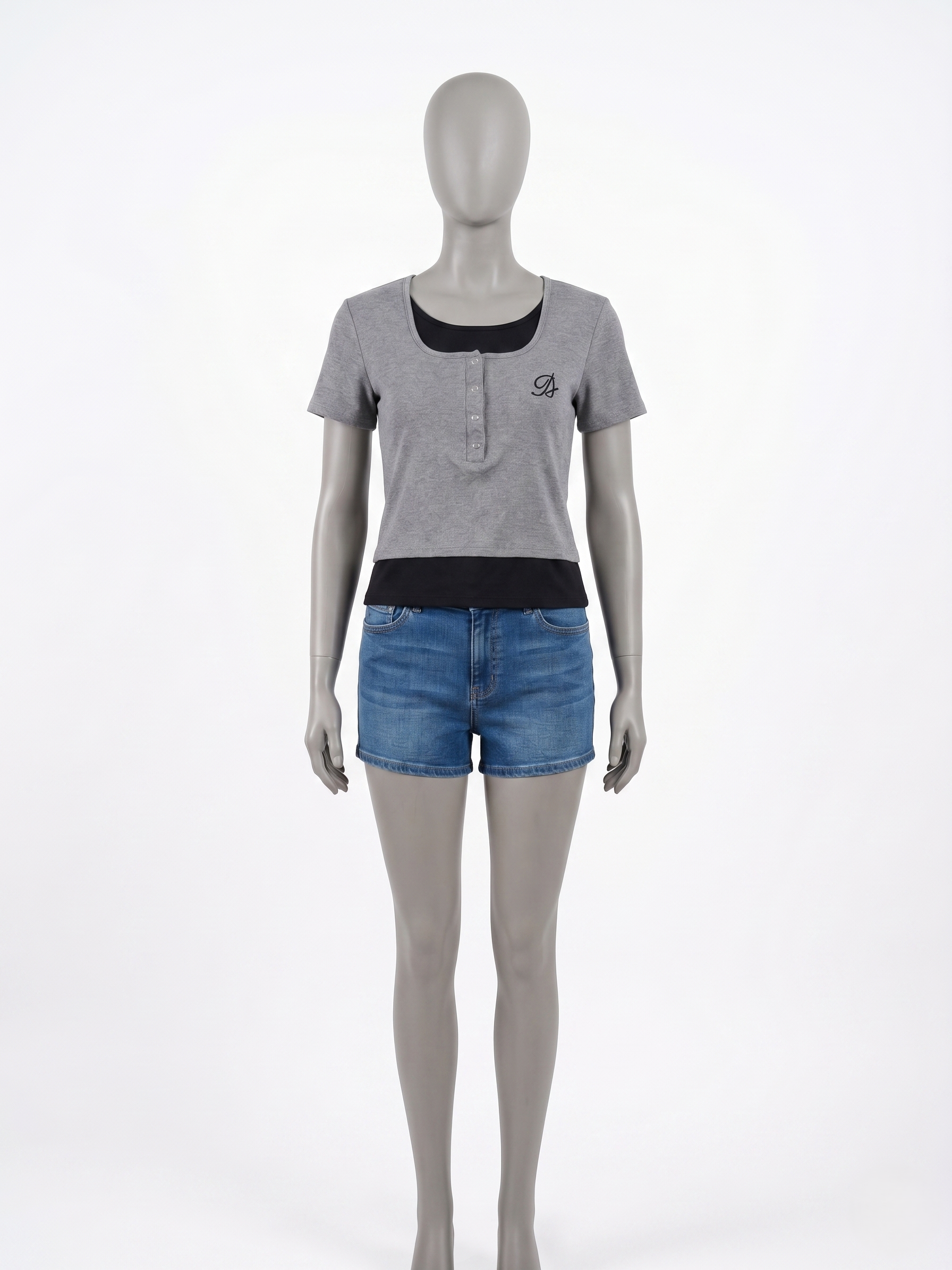 Korean Fake Two Piece Top - Image 2