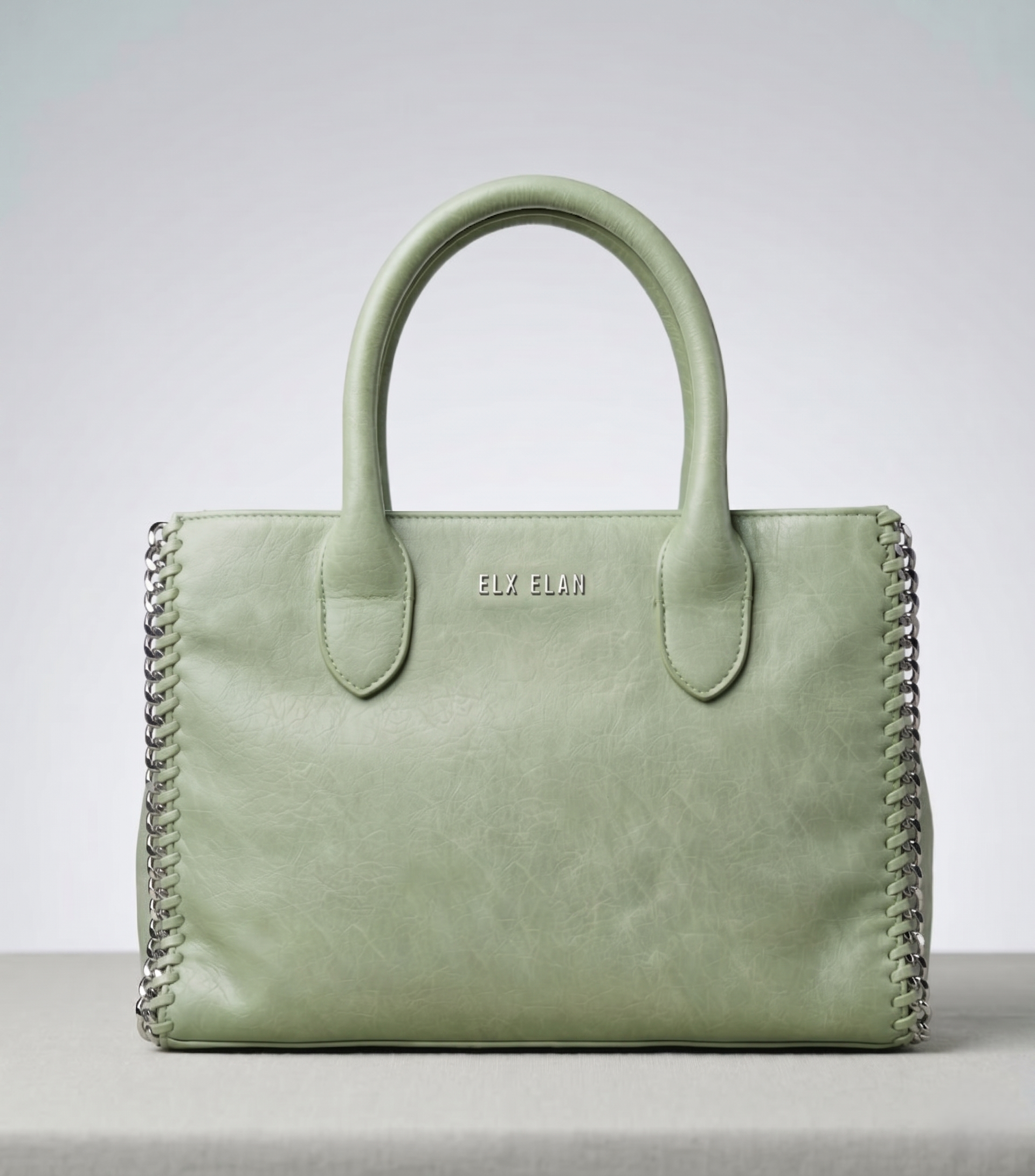 Pastel Mint Chain-Trimmed Tote Bag - Image 2